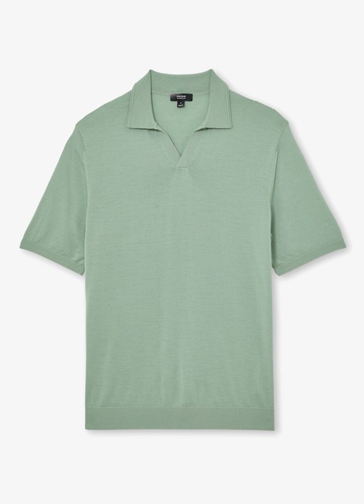 Reiss Duchie regular fit polo van merino wol - voorkant 5 lichtgroen