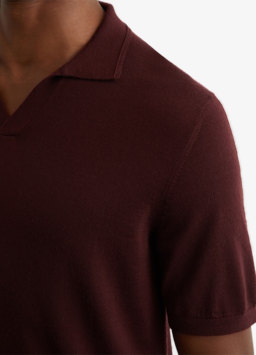 Reiss Duchie regular fit polo van merino wol - detail 4 rood