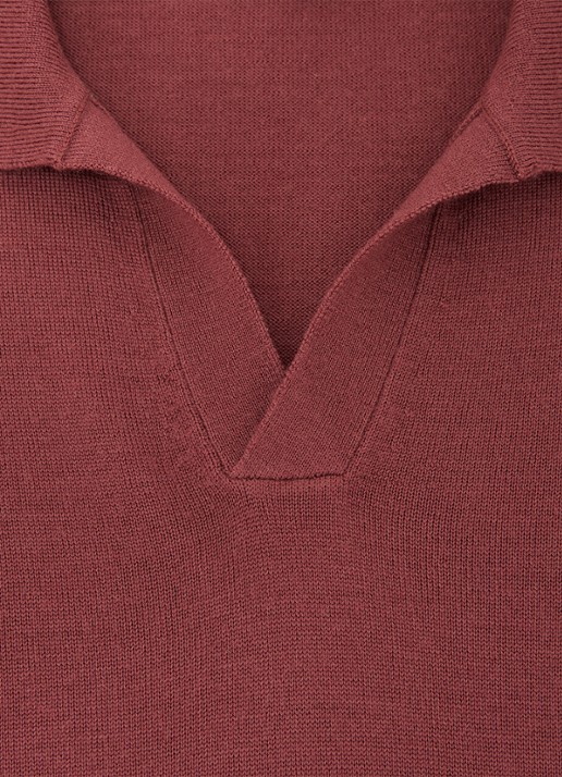 Reiss Duchie regular fit polo van merino wol - detail 4 roze