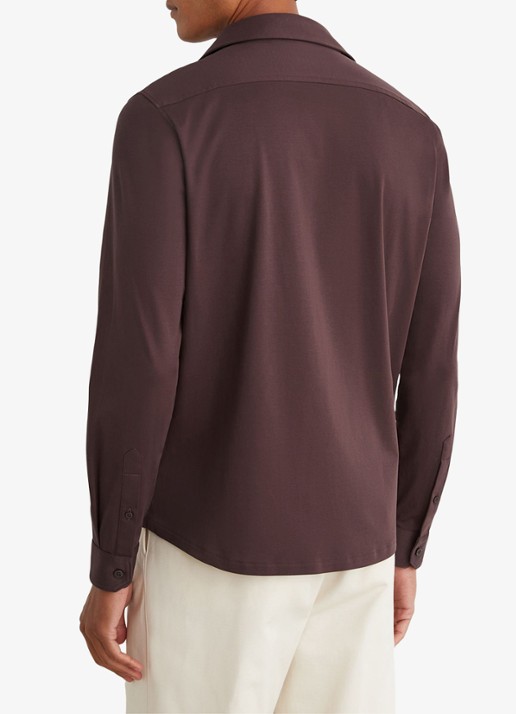 Reiss DUKE Air-Water Cotton Slim-Fit Shirt - achterkant cranberryrood