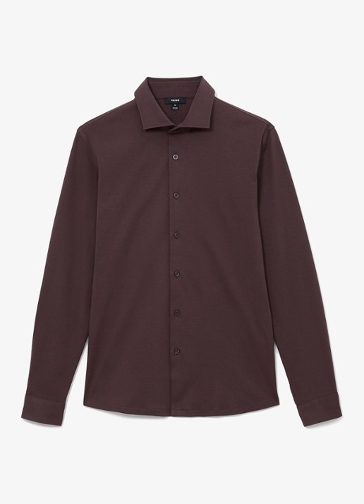 Reiss DUKE Air-Water Cotton Slim-Fit Shirt - voorkant 2 cranberryrood