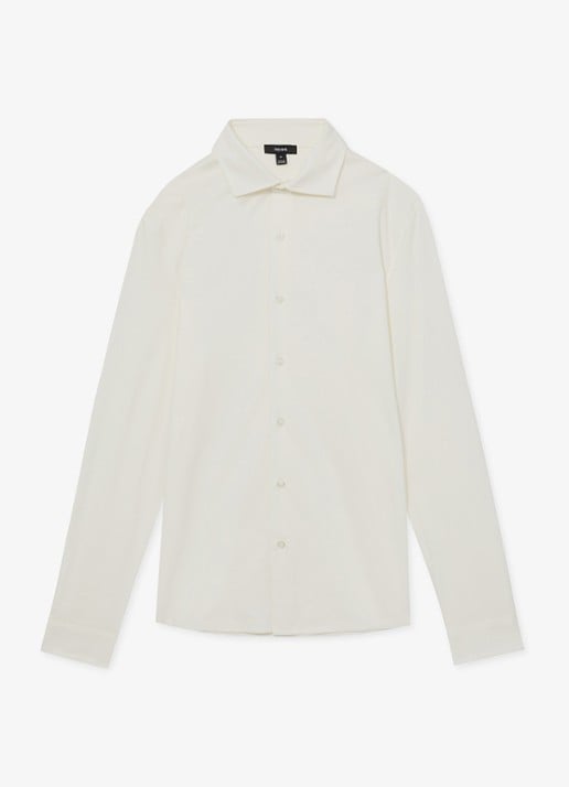 Reiss Duke slim fit overhemd van jersey - voorkant creme