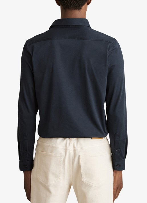 Reiss Duke slim fit overhemd van jersey - achterkant 5 donkerblauw