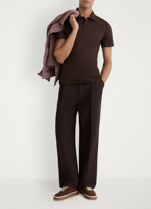 Reiss Earl regular fit polo van katoen - voorkant 2 brown / bruin