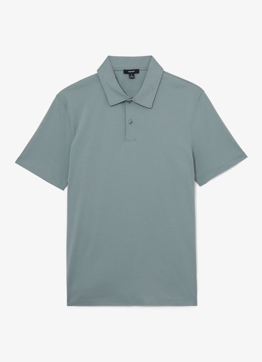 Reiss Earl regular fit polo van katoen - voorkant 5 steel blue / blauw