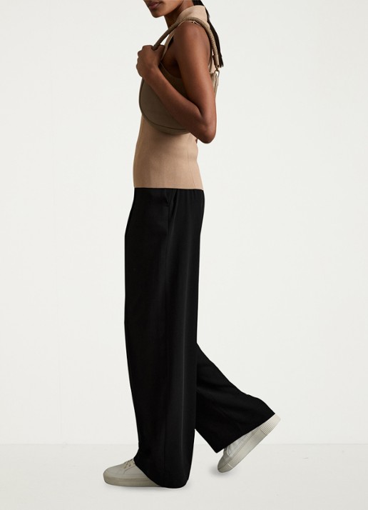 Reiss Eden high waist wide fit pantalon met steekzakken - voorkant 2 black / zwart