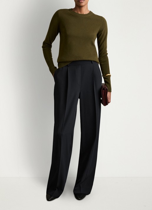 Reiss Eden high waist wide fit pantalon met steekzakken - voorkant 2 blauw