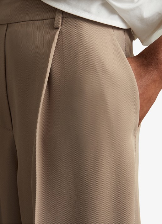 Reiss Eden high waist wide fit pantalon met steekzakken - detail naturel