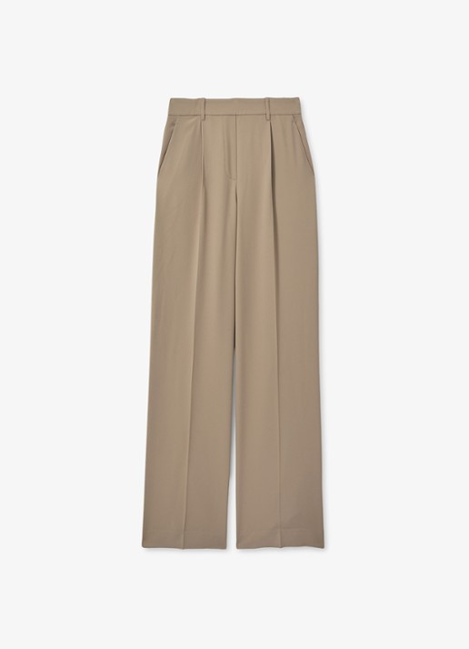 Reiss Eden high waist wide fit pantalon met steekzakken - voorkant 4 naturel