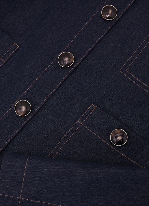 Reiss Edie cropped jack met opgestikte zakken - detail 4 donkerblauw