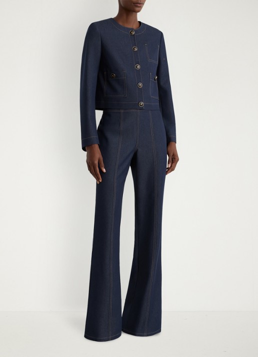 Reiss Edie flared broek met doorgestikte details - voorkant 3 indigo