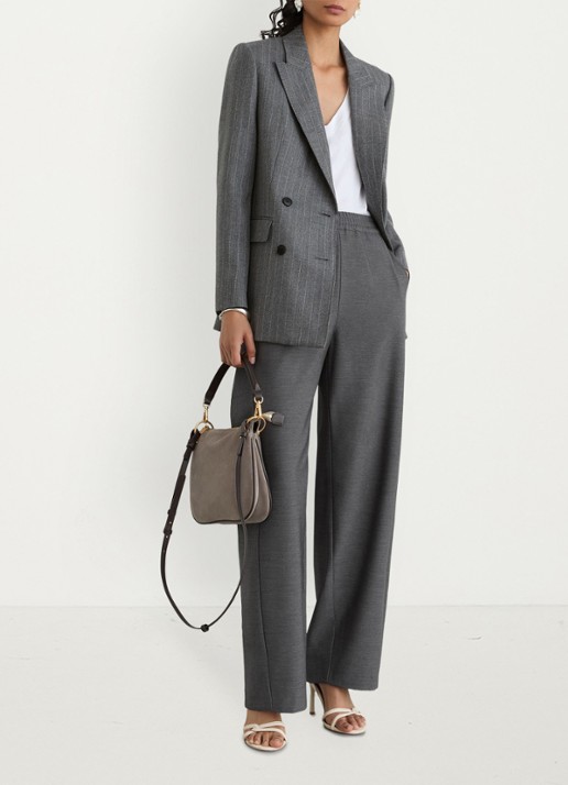Reiss ELLE high waist straight fit pantalon met steekzakken  - voorkant 7 grijs
