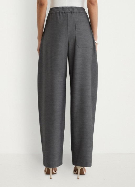 Reiss Elle high waist wide fit pantalon met gemêleerd dessin - achterkant 3 grijs