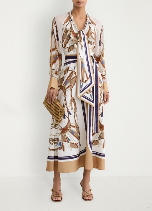 Reiss Ellie midi tuniekjurk met sjaalkraag