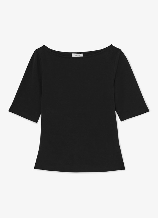 Reiss Ellie T-shirt met boothals - voorkant 2 black / zwart
