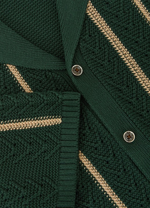 Reiss Ellingham grofgebreide trui in katoenblend - detail 7 donkergroen