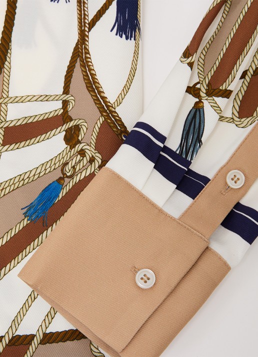 Reiss Ellis blouse met grafische print  - detail 4 beige