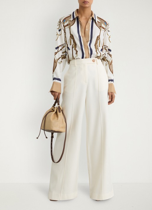 Reiss Ellis blouse met grafische print  - voorkant 6 beige