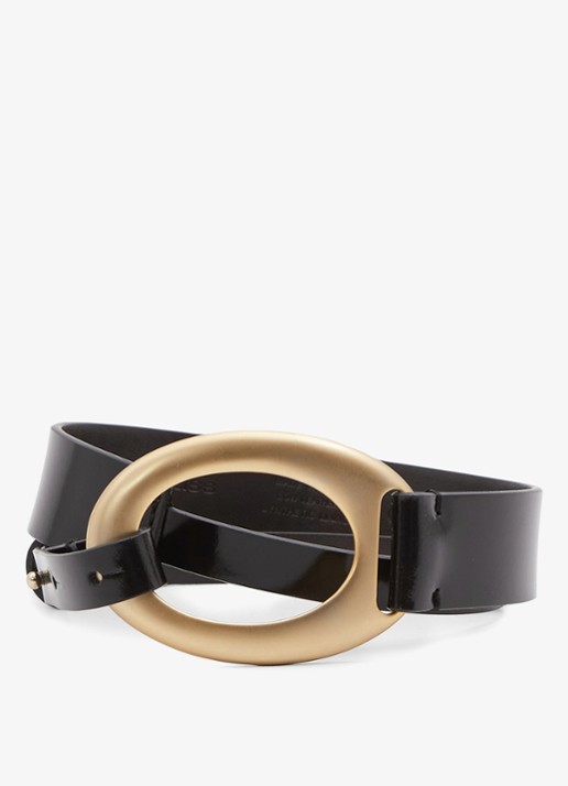 Reiss Ellis riem van leer - voorkant black / zwart