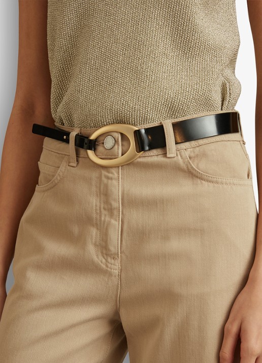 Reiss Ellis riem van leer - voorkant 2 black / zwart