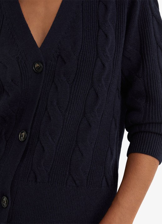 Reiss Elowen kabelgebreid vest van wol en kasjmier - detail 5 blauw