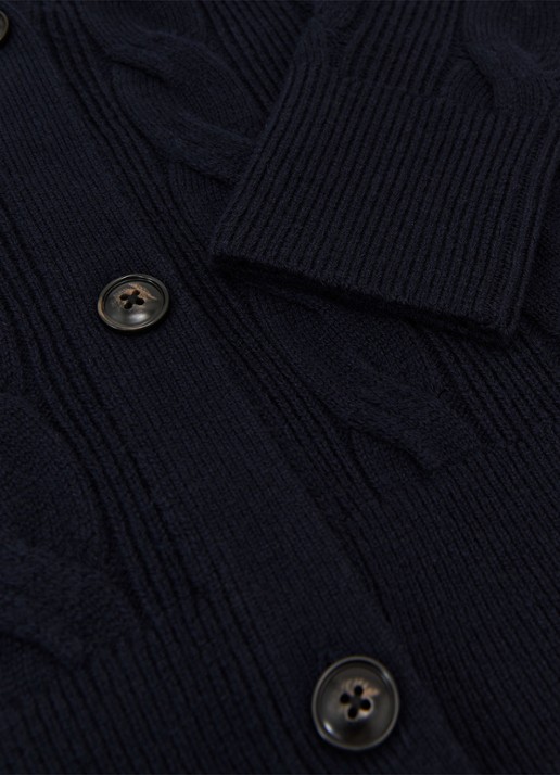 Reiss Elowen kabelgebreid vest van wol en kasjmier - detail 6 blauw