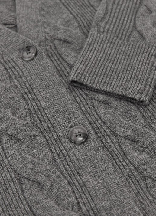 Reiss Elowen kabelgebreid vest van wol en kasjmier - detail 6 grijsmele