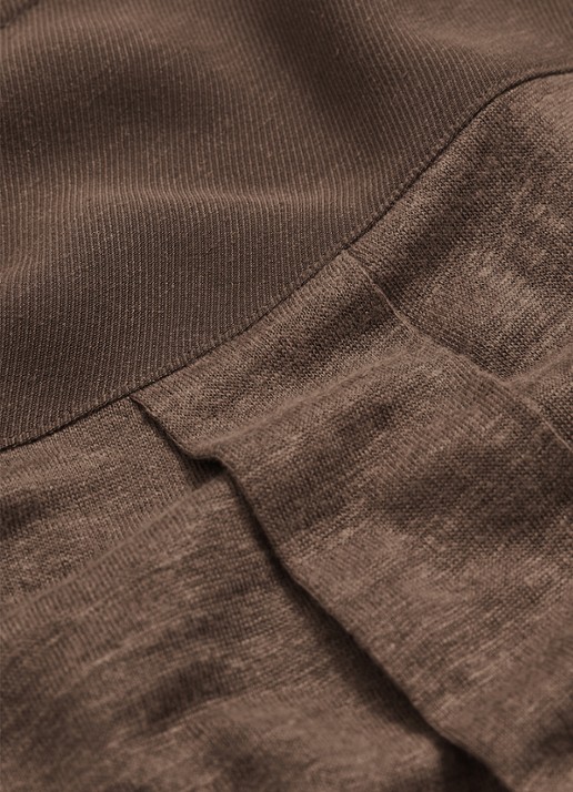 Reiss Ember T-shirt van linnen met V-hals - detail 2 lichtbruin