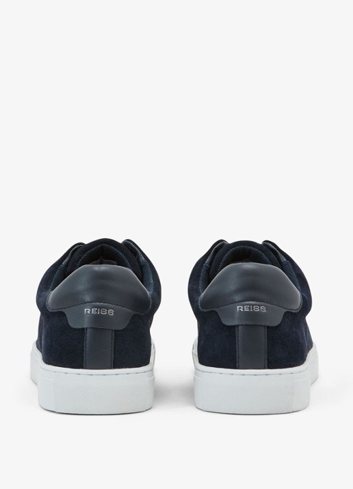 Reiss Emil sneakers van suède - achterkant 3 dark navy / blauw