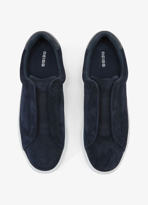 Reiss Emil sneakers van suède - detail dark navy / blauw