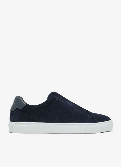 Reiss Emil sneakers van suède - voorkant 4 dark navy / blauw