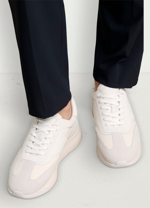 Reiss Emmett sneakers met suède detail - voorkant 3 white / wit