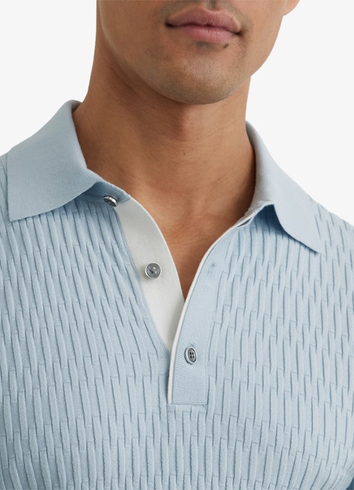 Reiss Era polo met structuur - detail 2 lichtblauw