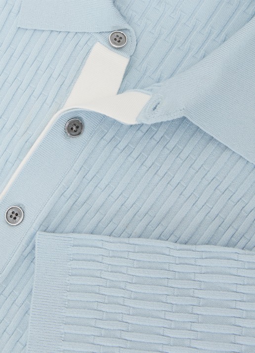 Reiss Era polo met structuur - detail 4 lichtblauw
