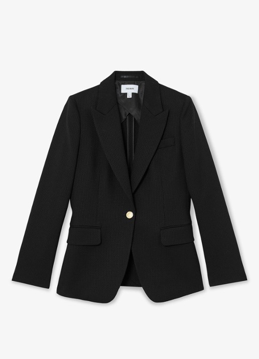 Reiss Erin blazer in wolblend - voorkant 2 black / zwart