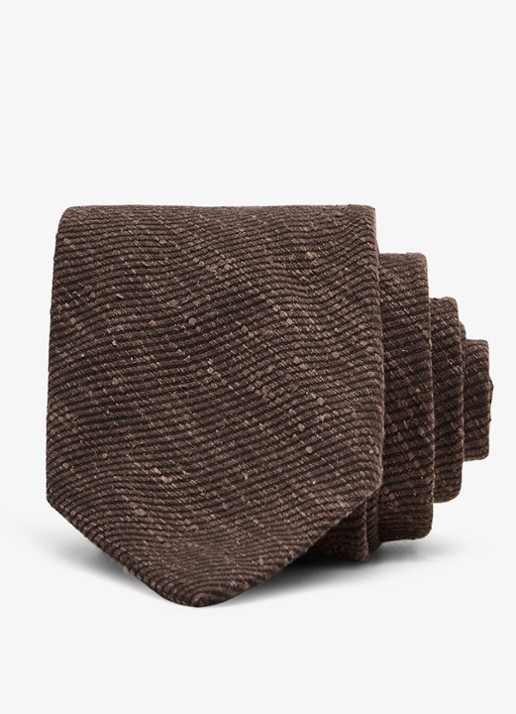 Reiss Ermo stropdas in zijdeblend - detail 2 chocoladebruin