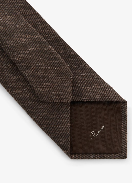 Reiss Ermo stropdas in zijdeblend - detail 4 chocoladebruin