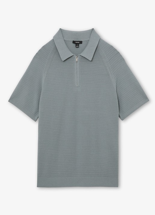 Reiss ESTATE Textured-Knit Half-Zip Polo Shirt - voorkant 4 groen