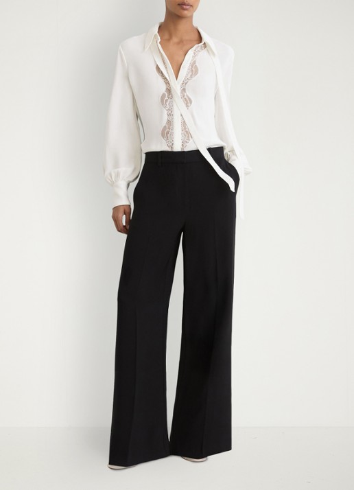 Reiss Estelle blouse met kant en strikdetail - voorkant 2 wit