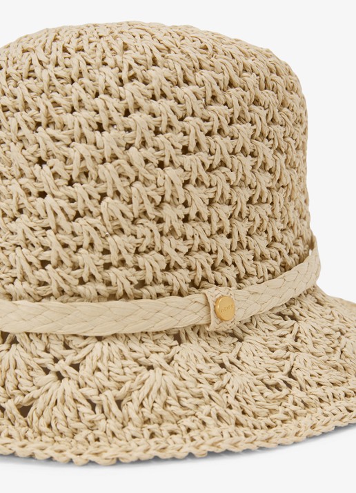 Reiss Eva bucket hoed van raffia - voorkant 2 natural / beige