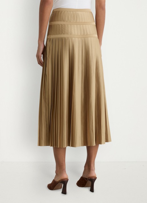 Reiss Eva midi rok met plooien - achterkant 7 goud