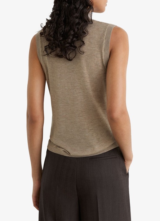 Reiss Evelyn mouwloze top in merino wolblend - achterkant 4 beige