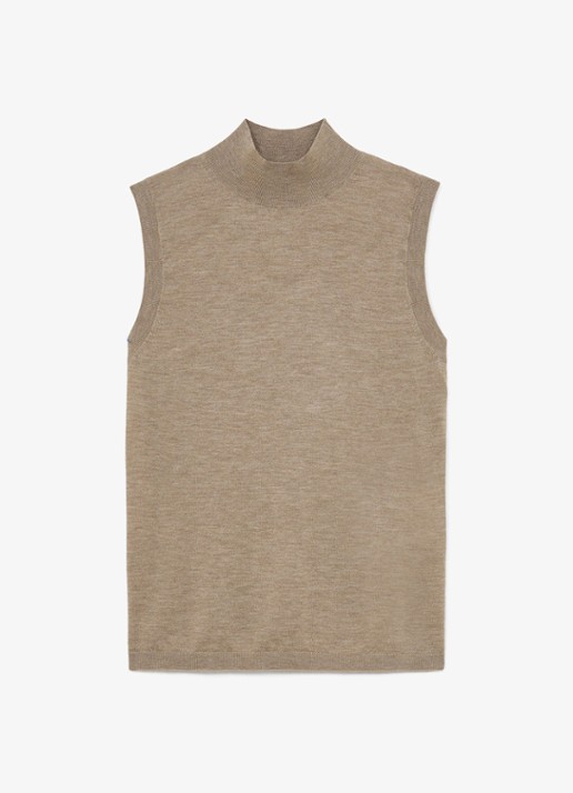 Reiss Evelyn mouwloze top in merino wolblend - voorkant 5 beige