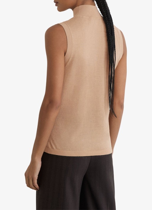 Reiss Evelyn mouwloze top in merino wolblend - achterkant 4 camel