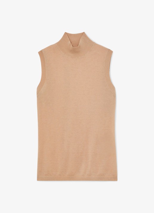 Reiss Evelyn mouwloze top in merino wolblend - voorkant 5 camel