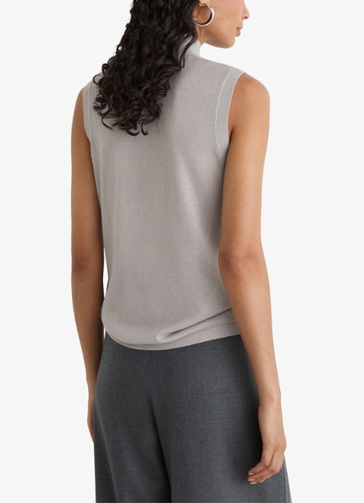 Reiss Evelyn mouwloze top in merino wolblend - achterkant 3 lichtgrijs