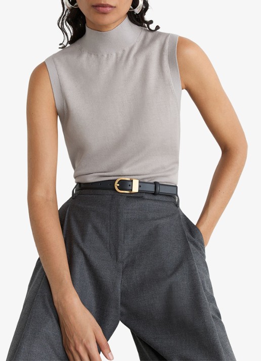 Reiss Evelyn mouwloze top in merino wolblend - detail 5 lichtgrijs