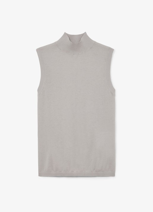Reiss Evelyn mouwloze top in merino wolblend - voorkant lichtgrijs