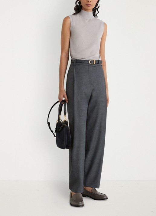 Reiss Evelyn mouwloze top in merino wolblend - voorkant 2 lichtgrijs