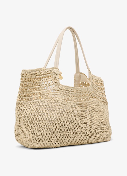 Reiss Evelyn strandtas met gevlochten detail  - detail beige